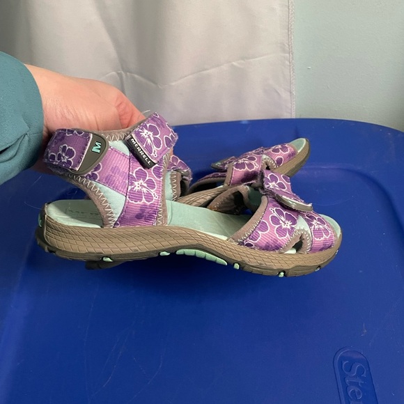 Girls Merrell Surf Strap Sport Sandal Grey &‎ Purple Youth Size 2M - Picture 4 of 8